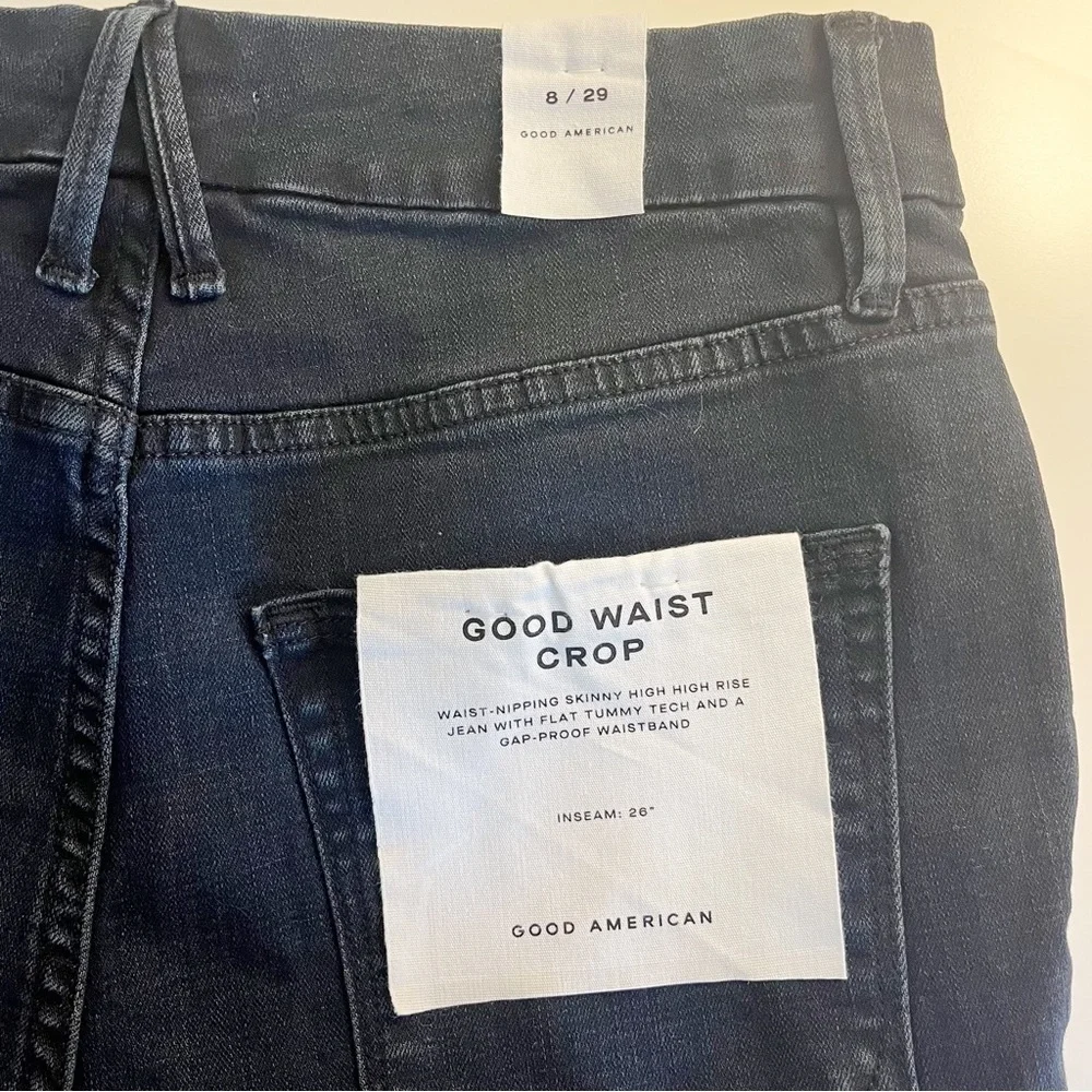 Good American Good Waist Crop Raw Hem Jeans in BLUE631